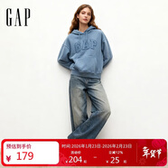 蓋璞女裝2025秋季新款logo重磅毛圈寬松蝙蝠袖連帽衛衣上衣795440