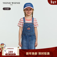 Teenie Weenie Kids小熊童裝25年新款女童時(shí)尚A版彈力牛仔背帶裙 中藍色 140cm