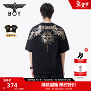 BOY LONDON【暗黑羅盤(pán)】夏情侶款短袖權杖印花炸街潮牌T恤N01906 黑印金N01906 經(jīng)典升級款 XS