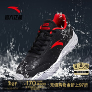 安踏男鞋運動(dòng)鞋冬季革面保暖防潑水男士軟底輕便跑步鞋旅游休閑慢跑鞋 (皮面防水)黑/大學(xué)紅-8 40 (250mm)