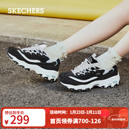 斯凱奇（Skechers）女鞋秋冬小白鞋蕾絲休閑運動(dòng)熊貓鞋黑色增高厚底老爹鞋11959 黑色/白色/BKW 36.5 尺碼偏大，建議選小半碼