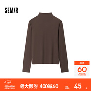 森馬（Semir）長(cháng)袖t恤女短款半高領(lǐng)薄絨輕暖打底衫2024冬新款純色修身抓絨內搭 深咖啡50954 M