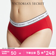 維多利亞的秘密 維密棉質(zhì)舒適內褲logo腰帶中腰女三角褲簡(jiǎn)約送女友禮物紅色 86Q4復古紅-6819 11256819 1條 M