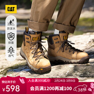 卡特（CAT）馬丁靴工裝靴男鞋牛皮防潑水防撞防觸電戶(hù)外輕量登山靴THRESHOLD 黃色P91713 42