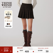 Teenie Weenie小熊女裝秋季學(xué)院休閑通勤百褶半身時(shí)髦格紋毛呢短裙 棕色 XS (155)