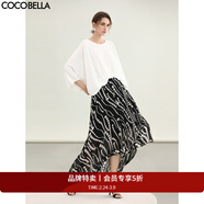 COCOBELLA度假風(fēng)不規則下擺波點(diǎn)半身裙女飄逸大擺長(cháng)裙HS7041-2 波點(diǎn) M