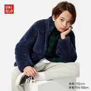 優(yōu)衣庫童裝男童女童長(cháng)絨搖粒絨拉鏈茄克長(cháng)袖外套478168 478168/69藏青色 130