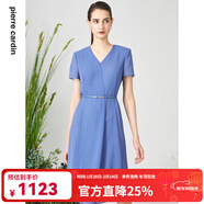 皮爾卡丹皮爾卡丹女裝都市休閑OL風(fēng)修身通勤簡(jiǎn)約氣質(zhì)連衣裙 藍色 S 36A (建議體重50-55公斤)