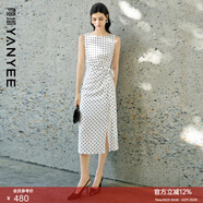 顏域白色波點(diǎn)背心連衣裙女2026春新款無(wú)袖側開(kāi)衩法式掐腰顯瘦長(cháng)裙 白色 S