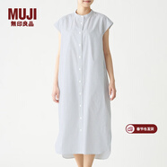 MUJI MUJI 女式 棉混彈力 法國袖連衣裙 BCL14A0S 深海軍藍X條紋 L