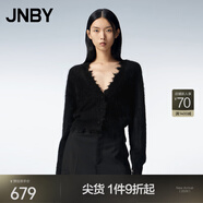 江南布衣（JNBY）秋冬V領(lǐng)針織開(kāi)衫女含秘魯羊駝毛滑糯柔軟短款毛衣女 001/本黑 S