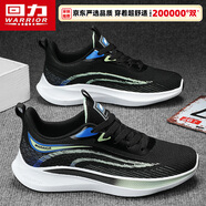 回力(Warrior)鞋子男款春季網(wǎng)面透氣運動(dòng)男士休閑男鞋G497C 黑/淺綠43