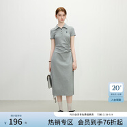 范思藍恩天才少女學(xué)院風(fēng)polo連衣裙女2025夏新款長(cháng)款收腰裙子2179 花灰色 M