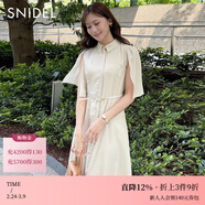 SNIDEL春夏款優(yōu)雅翻領(lǐng)開(kāi)衩袖腰帶碎花雪紡連衣裙SWFO232050 象牙白 M （1）