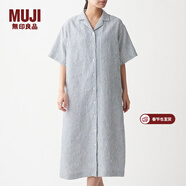 MUJI MUJI 女式 法國亞麻水洗 五分袖開(kāi)襟連衣裙 BCL08C0S