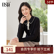 歐莎（OSA）千金小香風(fēng)減齡內搭娃娃領(lǐng)針織衫2025秋新款打底衫毛衣女上衣氣質(zhì) 黑色A 2XL