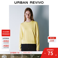 UR秋冬新款女裝簡(jiǎn)約基礎純色圓領(lǐng)長(cháng)袖針織衫UWB940011 淺黃 M