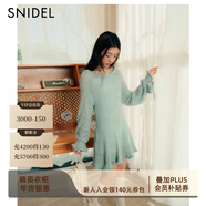SNIDEL【精英衣櫥】圓領(lǐng)鏤空木耳邊花苞袖針織連衣裙SWNO254313 薄荷綠 均碼 （F）
