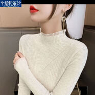 莫代爾2026秋冬季新款半高領(lǐng)打底衫洋氣顯瘦內搭上衣蕾絲拼接針織衫女 白色【款】 常規 L