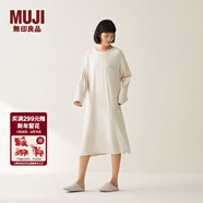 MUJI女式 柔軟針織家居連衣裙 長(cháng)袖睡裙女寬松家居服秋季 FD33CC5A 象牙白色 S -M (160/84A)