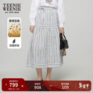 Teenie Weenie【亞麻】小熊女裝半身裙秋季時(shí)尚豎條紋裙子長(cháng)裙 條紋 S