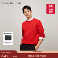 Tommy Hilfiger【撞色條紋】秋冬男裝純棉休閑學(xué)院風(fēng)圓領(lǐng)內搭打底衫針織衫 【簡(jiǎn)約合身毛衣】紅色793 2XL （推薦：180-200斤）