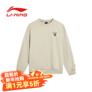 李寧衛衣男士圓領(lǐng)新款長(cháng)袖上衣寬松休閑套頭衫透氣運動(dòng)服 5折 羊絨灰加絨AWDVA45-5 M (170)