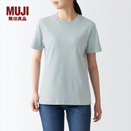MUJI 女式 雙羅紋編織 T恤 休閑百搭 短袖女夏季薄荷曼波風(fēng) 淺綠色 2S XS
