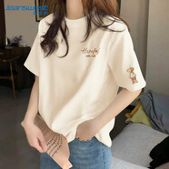 真維斯（Jeanswest）純棉內(nèi)搭打底衫女夏季寬松高級感上衣服慵懶風(fēng)休閑圓領(lǐng)短袖t恤女