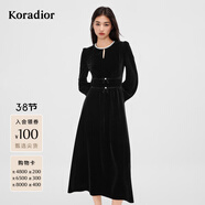 珂萊蒂爾【明星同款】2025冬新法式赫本風(fēng)絲絨連衣裙小黑裙 黑色 XL