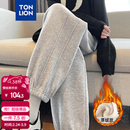 唐獅（TonLion）2024女束腳顯瘦休閑側拼衛褲WP 加絨款/中麻灰 M 