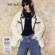 MO&Co.小香風(fēng)西裝權力外套羊毛混紡休閑西裝夾克外套女呢子外套 米白色-第2批 S 160