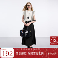 三彩2025秋季新款復古高腰長(cháng)款傘裙百褶裙半身裙A字裙小個(gè)子M 經(jīng)典黑 M 160/68A