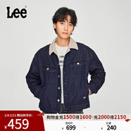 Lee舒適版仿羊毛質(zhì)感男翻領(lǐng)長(cháng)袖牛仔夾克外套休閑潮LMT0090185PN 深藍色 XXL