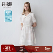 Teenie Weenie小熊女夏季娃娃領(lǐng)A字白色連衣裙蕾絲學(xué)院風(fēng)甜美時(shí)尚短裙 白色 L (170)