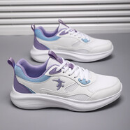 漫緒（MANXU）品牌品牌女鞋致輕跑鞋2026春季新款透氣跑步鞋子女款軟彈減震運動(dòng)鞋女 白紫 306 皮+網(wǎng)【超輕減震，跑跳專(zhuān)用】 喬丹 35 喬丹