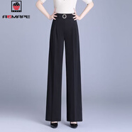 AEMAPE2026春秋裝新款直筒休閑褲女長(cháng)褲韓版百搭高腰寬松墜感時(shí)尚褲子 黑色 L 優(yōu)質(zhì)