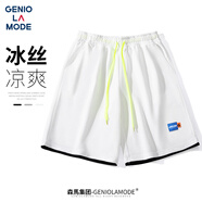 GENIOLAMODE短褲男寬松運動(dòng)休閑五分褲簡(jiǎn)約系帶百搭男士短褲