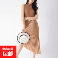 高端連衣裙夏季女裝高級感新款不規則拼接氣質(zhì)優(yōu)雅禮服裙 卡其色 均碼