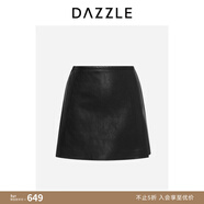 DAZZLE 地素裙冬季黑色PU皮裙短裙 黑色 XS