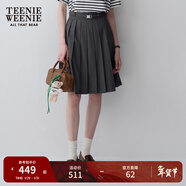 Teenie Weenie小熊女裝春夏休閑時(shí)尚高腰百褶半身裙可拆卸腰帶短裙 深灰色 M (165)