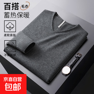 2026新款冬季薄款雞心v領(lǐng)毛衣男長(cháng)袖休閑百搭藍色保暖打底針織衫 咖啡色 5XL