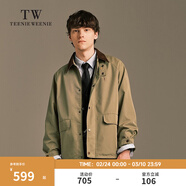 Teenie Weenie小熊男裝秋冬新款夾克男簡(jiǎn)約復古潮流寬松底特律翻領(lǐng)獵裝夾克外套 深卡其色 L