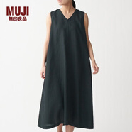 MUJI MUJI 女式 法國亞麻水洗 無(wú)袖連衣裙 BCL07C0S 黑色 M