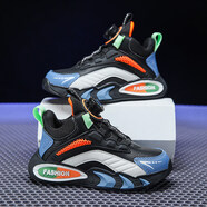 安踏（ANTA）同款男童籃球鞋春秋款兒童紐扣鞋子中大童軟底防滑青 K111黒桔【防水皮面】 30 _內長(cháng)19.1cm