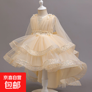 兒童蓬蓬禮服裙寶寶公主裙網(wǎng)紗裙子baby party連衣裙 香檳色 均碼 110cm