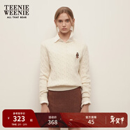 Teenie Weenie小熊女裝簡(jiǎn)約毛衣女秋冬肌理感絞花套頭毛衣針織衫 象牙白 S 160