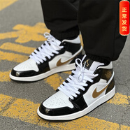 耐克（NIKE）Air Jordan aj1 mid男女鞋影子芝加哥黑紅腳趾熊貓籃球運動(dòng)休閑鞋 852542-007黑金 40