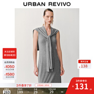 UR2025夏季新款女裝慵懶風(fēng)休閑披肩拼接無(wú)袖連衣裙UWM750065 中灰花灰 XS