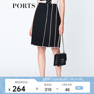 PORTS寶姿  新品商場(chǎng)同款女裝百搭撞色壓褶半身裙LN8S008KWB008 黑色 XS (2)